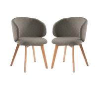 CALICOSY - Lot de 2 Chaises en tissu et pieds en hêtre H79 cm - SOLENE - Marron