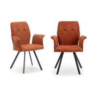 CALICOSY - Lot de 2 fauteuils en tissu avec pieds en métal noir L62 cm - MERY - Orange-Orange