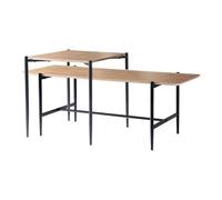 Calicosy - Lot De 2 Tables Basses Gigognes Jessie Décor Chêne Et Pieds en Métal Noir - Plateaux Biseautés - Design Industriel - Tables Modulables Salon