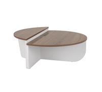 CALICOSY - Lot de 2 tables basses L90 cm - ORION - Noyer/ Blanc