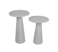 Calicosy - Lot de 2 Tables Basses Rondes Gigognes Lilyum - H47 & H57 cm - Plateaux Effet Marbre Blanc et Structure Métal Doré - Design Chic et Gain de Place - D35 cm