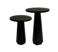 Calicosy - Lot de 2 Tables Basses Rondes Gigognes Lilyum - H47 & H57 cm - Plateaux Effet Marbre Blanc et Structure Métal Doré - Design Chic et Gain de Place - D35 cm