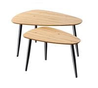 Calicosy Lot de 2 Tables Gigognes avec Pieds en Métal - Rangement Pratique - Gain de Place - pour Salon - l60 cm x L80 cm x H42 cm