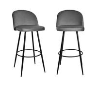 Calicosy Lot de 2 tabourets de bar velours largeur 52 cm - HOUNDI