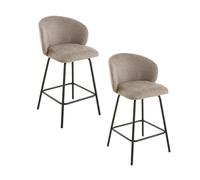 CALICOSY - Lot de 2 tabourets en tissu chiné et pieds en métal SORREL - Marron