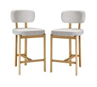 Calicosy Lot de 2 Tabourets en Tissu et Pieds décor Bois H92 cm - Marla