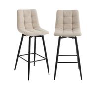Calicosy - Lot de 2 Tabourets Rembourrés Tissu Chiné Beige - Sia