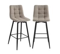 Calicosy - Lot de 2 Tabourets Rembourrés Tissu Chiné Marron - Sia