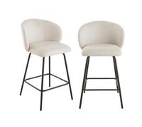 Calicosy Lot de 2 tabourets SORREL en tissu chiné avec pieds en métal