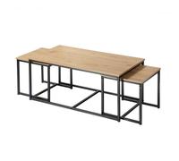 CALICOSY - Lot de 3 tables basses gigognes L100 cm - LENNY - Chêne