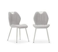 CALICOSY - Lot de 4 chaises en tissu avec pieds en métal L48 cm - NOVA - Beige / Beige