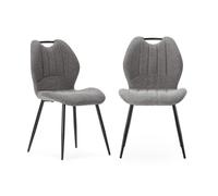 CALICOSY - Lot de 4 chaises en tissu avec pieds en métal L48 cm - NOVA - Gris anthracite