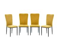 CALICOSY - Lot de 4 chaises en tissu avec pieds en métal noir L43 cm - HOLLY - Moutarde-Moutarde