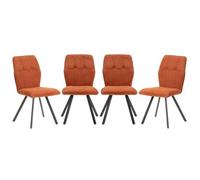 CALICOSY - Lot de 4 chaises en tissu avec pieds en métal noir L47 cm - MERY - Orange