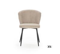 CALICOSY - Lot de 4 chaises en velours côtelé avec pieds en métal noir L47 cm - MEGAN - Beige-Beige