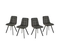 CALICOSY - Lot de 4 chaises matelassées tissu chiné CHILLI - Gris anthracite