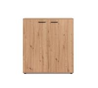 CALICOSY - Meuble à chaussures 2 portes - 24 Paires - L100 x H110 cm - Chêne clair