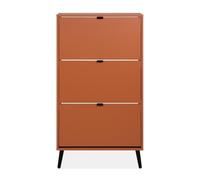 CALICOSY - Meuble à chaussures 3 abattants et 2 compartiments par abattant L70cm - VIGO - Terracota / noir