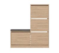 Calicosy Meuble à Chaussures 4 Portes Dude - L105 cm - en Panneaux de Particules - pour Entrée - L105 x l26 x H118,5 cm