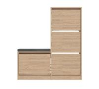 Calicosy Meuble à Chaussures 4 Portes Dude - L105 cm - en Panneaux de Particules - pour Entrée - L105 x l26 x H118,5 cm
