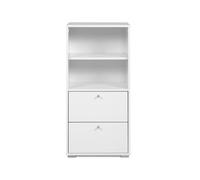CALICOSY - Meuble de rangement 2 étagères et 2 tiroirs L46 cm - FYN - Blanc