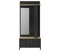 CALICOSY - Meuble d'entrée noir 2 portes et un miroir - Fabrication Française - Noir