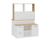 CALICOSY - Meuble multifonctions TV et bureau Mainz - L110,5 cm - Blanc