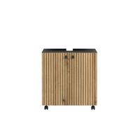 trendteam smart living - PureBliss - Meuble sous-lavabo sur roulettes - Anthracite/chêne Evoke - Aspect rainuré - 1 étagère - (l x H x P) 60 x 64 x 42 cm - Poignées métalliques élégantes