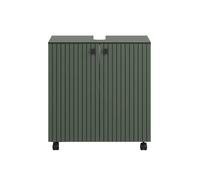 CALICOSY - Meuble sous vasque sur roulettes 2 portes L60 cm - PUREBLISS - Vert sauge et noir mat-Vert sauge et noir mat