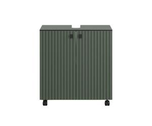 CALICOSY - Meuble sous vasque sur roulettes 2 portes L60 cm - PUREBLISS - Vert sauge et noir mat-Vert sauge et noir mat