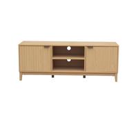 Calicosy - Meuble TV 2 Niches et 2 Portes avec Façades à Effet Vague - Panneaux de Particules - Design Organique - Meuble de Salon - L140 x P40 x H52 cm - Collection Bologne