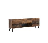 CALICOSY - Meuble TV 2 portes 1 tiroir Brighton 2 - L140 cm x 46,5 cm - Chêne vintage