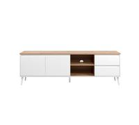 Finori Meuble TV Linz 56A - décor blanc/chêne artisan - panneaux de particules - 186 x 59 x 36 cm
