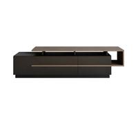 CALICOSY - Meuble TV 2 portes abattantes L180 cm - STRATO - Noyer/ Noir