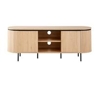 Calicosy Meuble TV 2 Portes avec côtés Effet rainuré L150 cm - Malaga | Côtés à Effet Rainure, Design Vintage et Organique, Rangement Multimédia