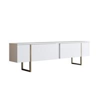 Meuble TV 2 Portes Rabattables L180 Cm - Luxe - en Panneaux De Particules - Style Contemporain - pour Salon - L180 X l30 X H50 Cm