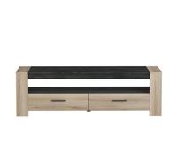 CALICOSY - Meuble TV 2 Tiroirs et 1 Large Niche L151,7 cm - Sheffield - Chene kronberg/sidewalk