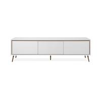 Meuble TV - ARONA - Blanc / Chêne artisan - 3 abbatants - 175 x 50 x 38 cm