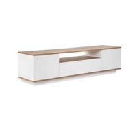 CALICOSY - Meuble TV 3 portes rabattables et 1 niche L180 cm - VERAMONT - Blanc/ Pin atlantique
