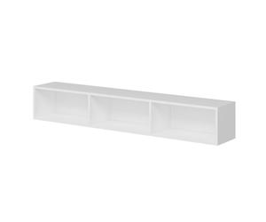 Calicosy Meuble TV Suspendu 3 Portes Blanc Rigel - L180 cm - Gain de Place - Suspendu - Style Moderne - en Panneaux de Particules - pour Salon - l32 x L180 x H30 cm
