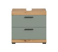 Calicosy Meuble vasque 2 tiroirs GIO effet chêne et sauge, largeur 60 cm