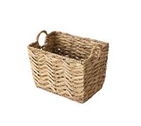 CALICOSY - Panier Jacinthe d'eau - Haut - Armature Métal - Fibres Naturelles - Avec Poignées Rondes - Panier De Rangement Pour Dressing, Chambre, Séjour - Petit Modèle - L 40 x l 28 x H 30 cm