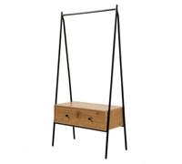 Calicosy - Penderie Métal Noir 1 Tiroir - Décor Chêne - Panneaux De Particules - Structure Métal Noir - Portant Vêtements pour Chambre, Dressing Ou Entrée - Style Industriel - L 84 x P 39 x H 170 cm