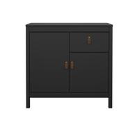 CALICOSY - Petit buffet 2 portes, 1 tiroir noir mat L82,3 cm - BARCELONE - Noir