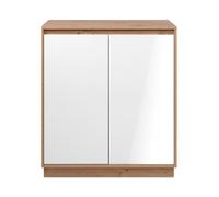 CALICOSY - Petit buffet 2 portes L79 cm - PHOENIX - Chêne artisan / Blanc brillant