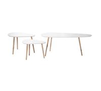 CALICOSY - Set de 3 Tables Gigognes Blanc et Bois - Blanc