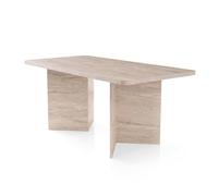 Calicosy - Table à Manger Rectangulaire L180 cm en Bois - Design Moderne avec 2 Pieds Pleins - L180 x P90 x H77 cm - Table Familiale 4 à 6 Personnes - Modèle Ava