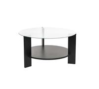 Calicosy - Table Basse 2 Plateaux avec Plateau Verre Trempé Transparent - Piètement Bois Mélaminé PEFC - 75x75x40 Cm - Épaisseur 18 Mm - Design Élégant Et Durable - Modèle Clara