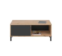 CALICOSY - Table basse avec 2 niches de rangement Brooklyn - L100 cm - Chêne artisan / gris