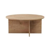 CALICOSY - Table basse avec plateau arrondi L90 cm - SOLEIL - Chêne saphir
